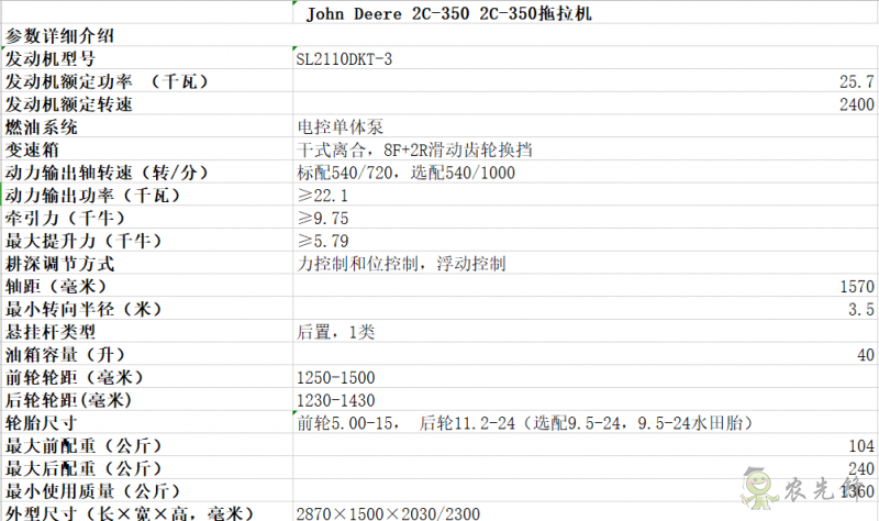 2C-350拖拉機(jī)  智能化農(nóng)機(jī)設(shè)備_約翰迪爾